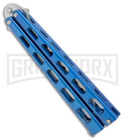 Ronin Gear Blue Balisong Trainer Butterfly Knife - Satin Plain 6 Ronin Gear Blue Balisong Trainer Butterfly Knife - Satin Plain -Buck Knives Sales Store Ronin Gear Blue Balisong Butterfly Trainer Satin BHQ 177221 jr side large