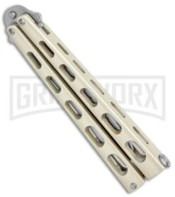 Champagne Balisong Trainer Butterfly Knife - Satin Plain -Buck Knives Sales Store Ronin Gear Champagne Balisong Trainer Butterfly Satin GX 37516 jr side large