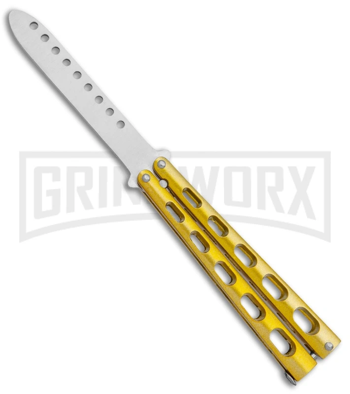 Ronin Gear Yellow Balisong Trainer Butterfly Knife - Satin Plain 1 Ronin Gear Yellow Balisong Trainer Butterfly Knife - Satin Plain