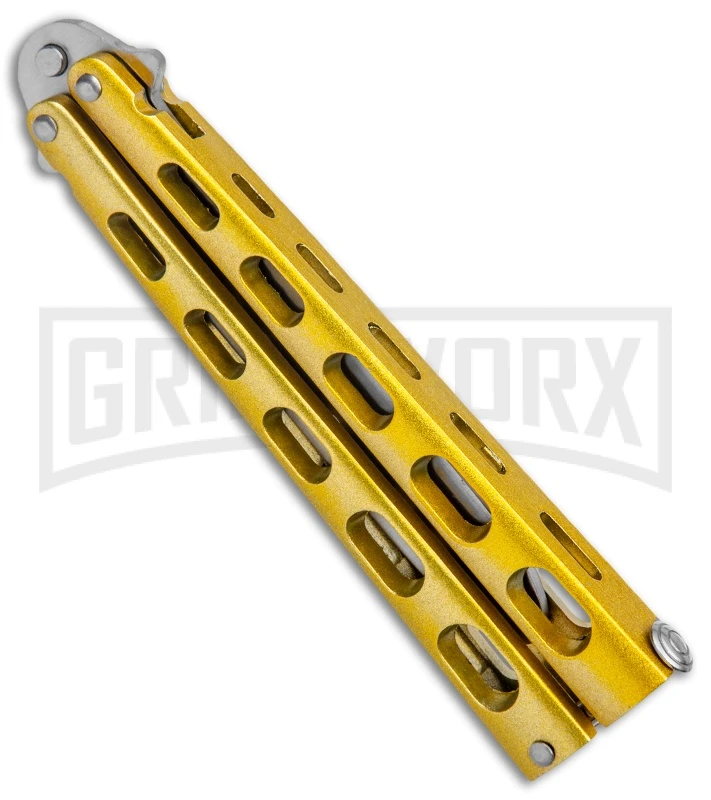 Ronin Gear Yellow Balisong Trainer Butterfly Knife - Satin Plain 2 Ronin Gear Yellow Balisong Trainer Butterfly Knife - Satin Plain - Image 2