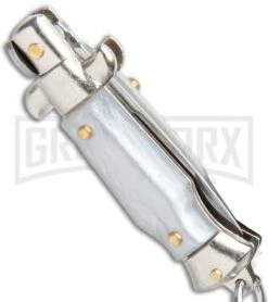 SKM 2.75" Italian Stiletto Keychain Gray Automatic Knife -Buck Knives Sales Store SKM 2.75in Keychain Stiletto Auto Gray Satin Flat BHQ 51051 jr side large