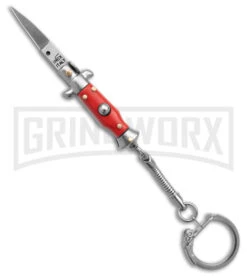 SKM 2.75" Italian Stilletto Keychain Red Automatic Knife