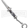 SKM 4" Italian Stiletto Gray Acrylic Automatic Knife Keychain - Bayo