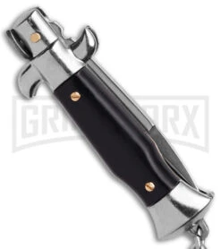 SKM 4" Italian Stiletto Black Automatic Knife Keychain - Bayo -Buck Knives Sales Store SKM 4in Keycahing Stiletto AK Black 1in Satin Bayo BHQ 183372 td side large