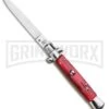SKM 9" Italian Stiletto Red Acrylic Automatic Knife - Dagger Satin Plain