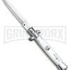 SKM/AB 9" Italian Stiletto White Pearlex Automatic Knife - Satin Dagger