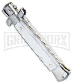 SKM/AB 9" Italian Stiletto White Pearlex Automatic Knife - Satin Dagger -Buck Knives Sales Store SKM AB Italian Stiletto White Pearlex Dagger Satin BHQ 51170 jr side large