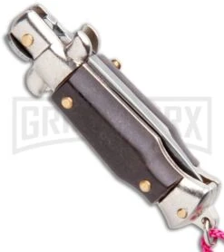Italian Stiletto Brown Automatic Knife Pink Keychain - Flat Grind 6 Italian Stiletto Brown Automatic Knife Pink Keychain - Flat Grind -Buck Knives Sales Store SKM Italian Stiletto Keychain Auto Brown Pink Satin BHQ 102937 jr side large
