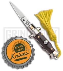 Italian Stiletto Brown Automatic Knife Yellow Keychain - Flat Grind 7 Italian Stiletto Brown Automatic Knife Yellow Keychain - Flat Grind -Buck Knives Sales Store SKM Italian Stiletto Keychain Auto Brown Yellow Satin BHQ 102941 jr bottlecap large