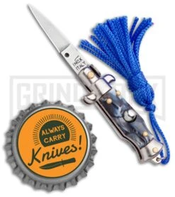 Italian Stiletto Gray Marble Automatic Knife Blue Keychain - Flat Grind 7 Italian Stiletto Gray Marble Automatic Knife Blue Keychain - Flat Grind -Buck Knives Sales Store SKM Italian Stiletto Keychain Auto Marble Blue Satin BHQ 102947 jr bottlecap large
