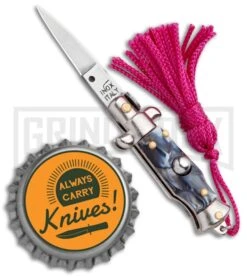 Italian Stiletto Gray Marble Automatic Knife Pink Keychain - Flat Grind 7 Italian Stiletto Gray Marble Automatic Knife Pink Keychain - Flat Grind -Buck Knives Sales Store SKM Italian Stiletto Keychain Auto Marble Pink Satin BHQ 102938 jr bottlecap large