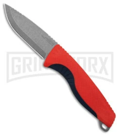 SOG Aegis FX Rescue Red/Indigo Blue Fixed Blade Knife - Stonewash Plain
