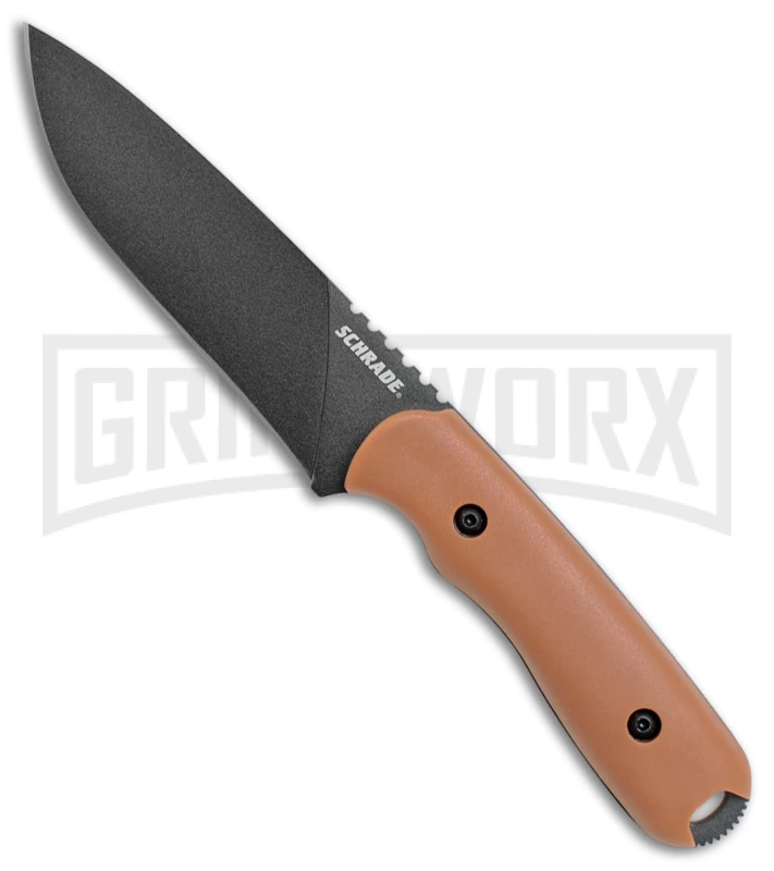 Schrade Frontier Brown Grivory Fixed Blade Knife - Black SW 1 Schrade Frontier Brown Grivory Fixed Blade Knife - Black SW