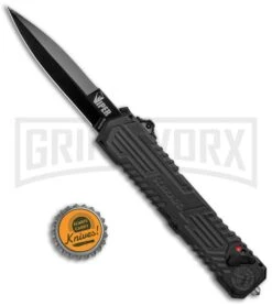 Schrade SCHOTF3B Viper OTF Assisted Opening Knife - Black Plain -Buck Knives Sales Store Schrade Viper OTF Assisted Opening Knife Black SCHOTF3B BHQ 11577 jr bottlecap large