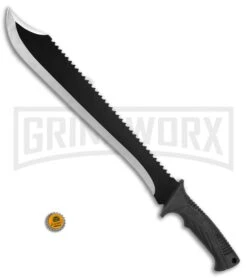 Schrade SCMACH2CP Clip Point Machete Sawback - Black Plain -Buck Knives Sales Store Schrade clip point machete sawback black SCMACH2CP BHQ 62067 er size large