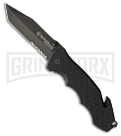 Smith & Wesson Border Guard SWBG2TSW G-10 Manual Folding Knife - Black Serr
