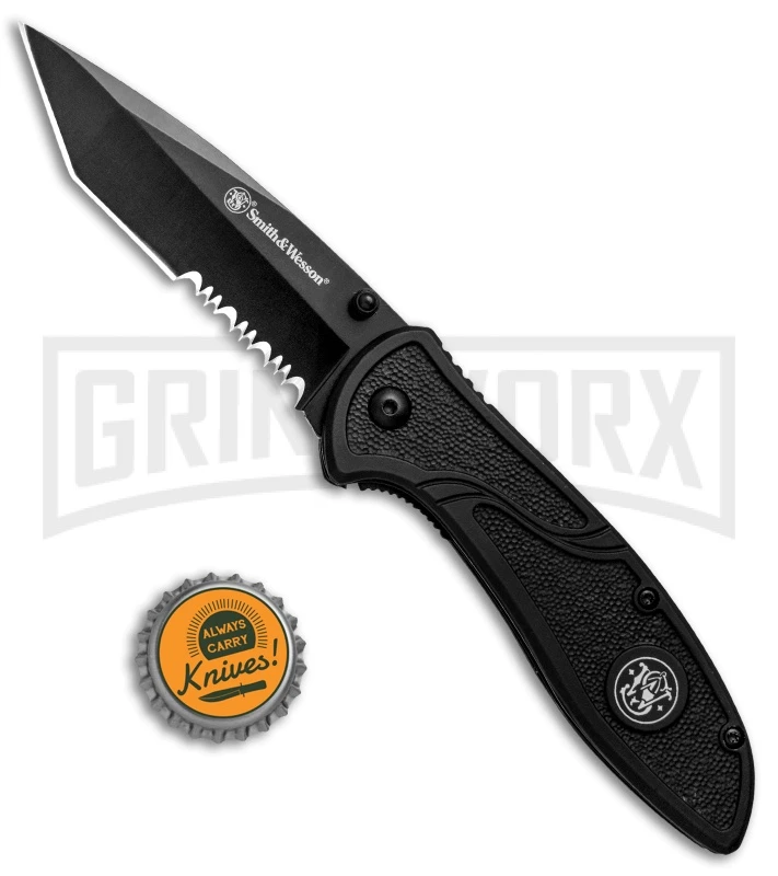 Smith & Wesson 1084310 Black Folding Knife - Tanto Black Serr 4 Smith & Wesson 1084310 Black Folding Knife - Tanto Black Serr - Image 4