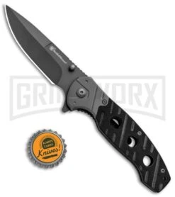 Smith & Wesson Black G-10 Clip Folding Knife - Gray Ti Plain -Buck Knives Sales Store Smith and Wesson Clip LL Black G 10 Gray 1100062 BHQ 93644 jr bottlecap large