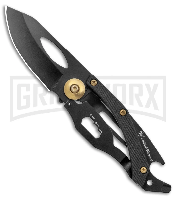 Smith & Wesson Black Multi-Tool Folding Knife Stainless Steel - Black Plain 1 Smith & Wesson Black Multi-Tool Folding Knife Stainless Steel - Black Plain