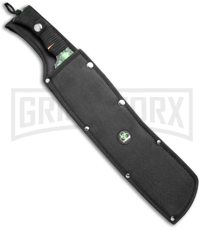 Z-Hunter 18" Green Skull Camo Machete Fixed Blade - Green Serr 3 Z-Hunter 18" Green Skull Camo Machete Fixed Blade - Green Serr - Image 3