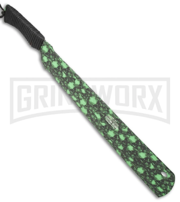Z-Hunter 18" Green Skull Camo Machete Fixed Blade - Green Serr 2 Z-Hunter 18" Green Skull Camo Machete Fixed Blade - Green Serr - Image 2