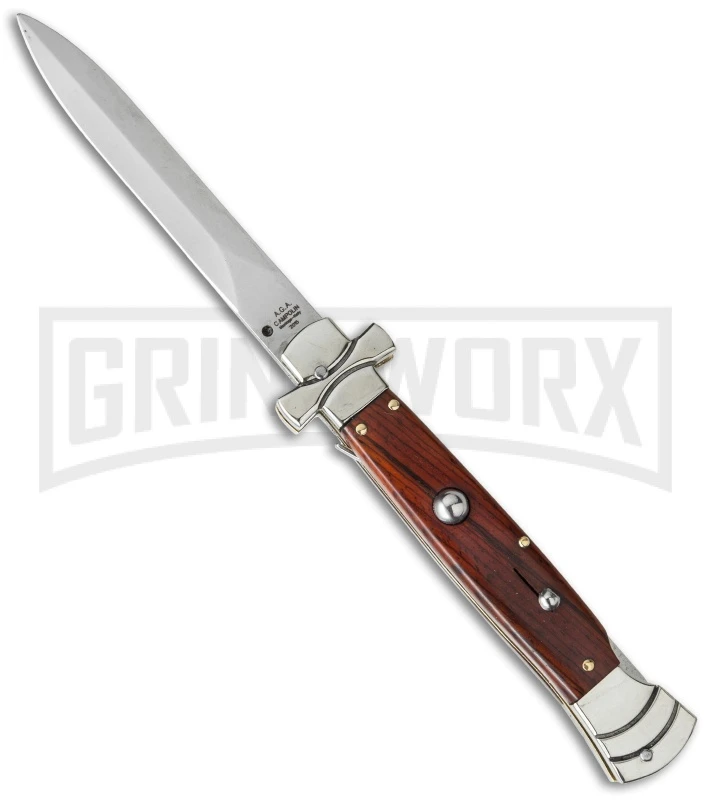 A.G.A. Campolin 9" Maltese Cross Stiletto Cocobolo Automatic Knife - Dagger 1 A.G.A. Campolin 9" Maltese Cross Stiletto Cocobolo Automatic Knife - Dagger