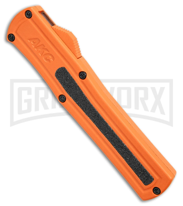 AKC F-20 Orange D/A OTF Dagger Automatic Knife - Satin Plain 2 AKC F-20 Orange D/A OTF Dagger Automatic Knife - Satin Plain - Image 2