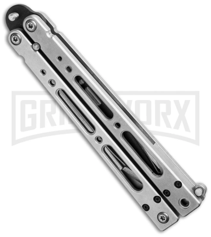 Bear OPS Bear Song IV Silver Balisong Butterfly Knife - Black Plain 2 Bear OPS Bear Song IV Silver Balisong Butterfly Knife - Black Plain - Image 2