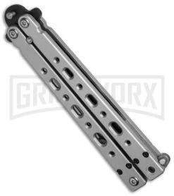 Bear OPS Bear Song V Gray Balisong Butterfly Knife - Black Plain -Buck Knives Sales Store bear ops b 500 b 35030 side cm large