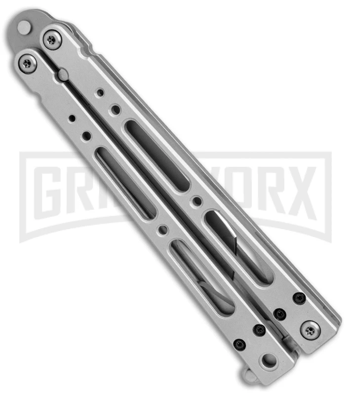 Bear OPS Bear Song IV Silver Tanto Butterfly Knife - Bead Blast Plain 3 Bear OPS Bear Song IV Silver Tanto Butterfly Knife - Bead Blast Plain - Image 3