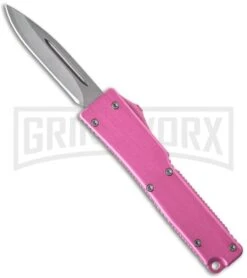Firecracker Mini Pink D/A OTF Automatic Knife - Bead Blast Plain