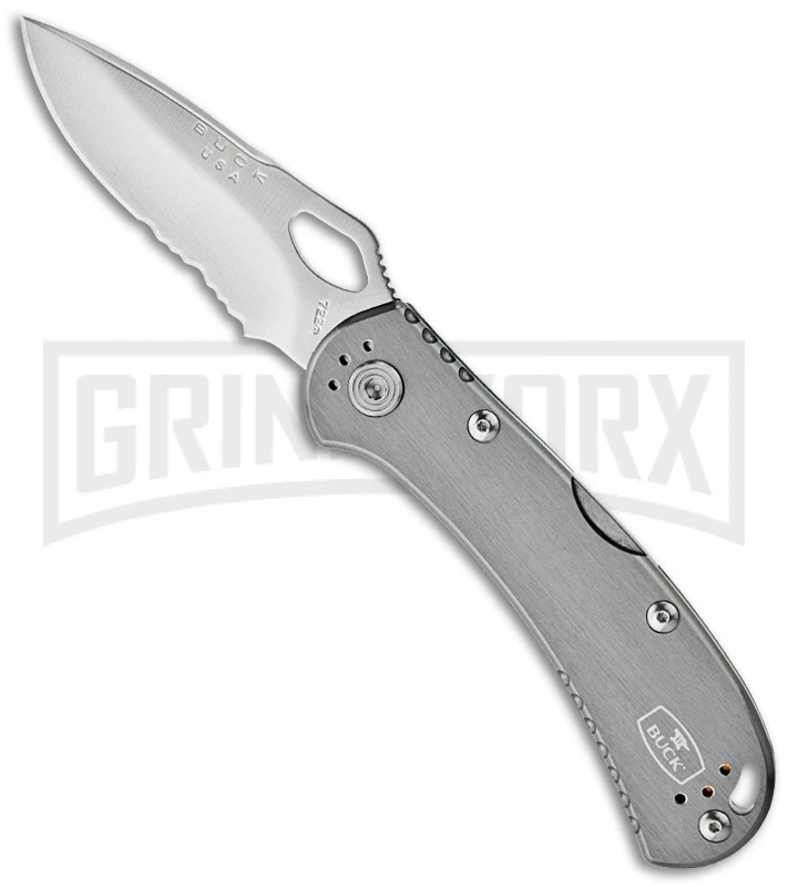 Buck Knives SpitFire Grey Folding Knife - Satin Serr 1 Buck Knives SpitFire Grey Folding Knife - Satin Serr