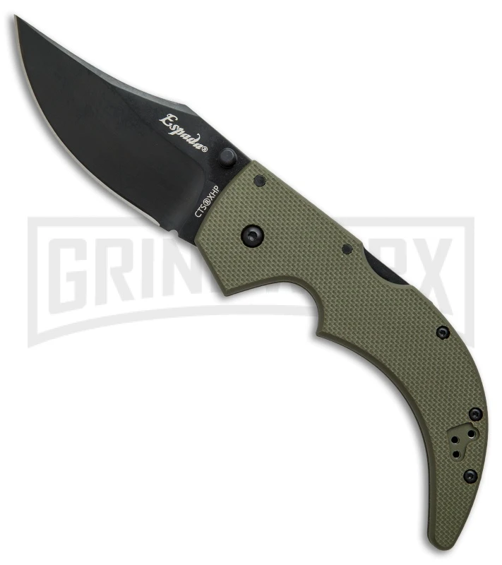 Cold Steel Espada Medium OD Green G-10 Folding Knife - Black Plain 1 Cold Steel Espada Medium OD Green G-10 Folding Knife - Black Plain