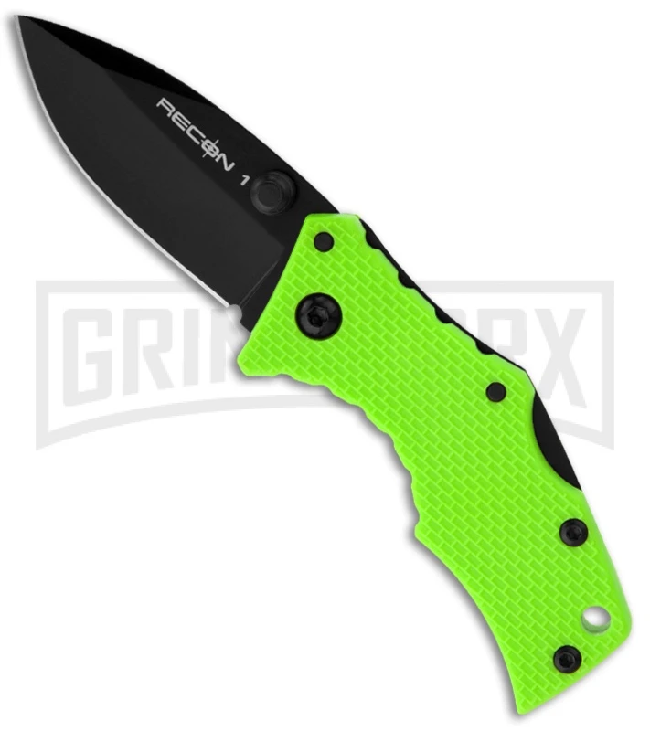 Cold Steel Micro Recon 1 Spear Point Green Folding Knife - Black Plain 1 Cold Steel Micro Recon 1 Spear Point Green Folding Knife - Black Plain