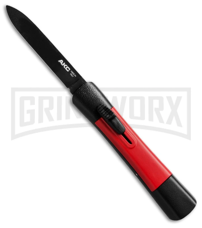AKC Concord Black/Red OTF Automatic Knife - Flat Grind Black Plain 1 AKC Concord Black/Red OTF Automatic Knife - Flat Grind Black Plain