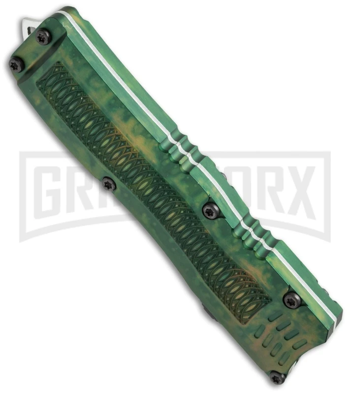 Conquest Tactical Fury Green Camo D/A OTF Automatic Knife - Stonewash Plain 2 Conquest Tactical Fury Green Camo D/A OTF Automatic Knife - Stonewash Plain - Image 2