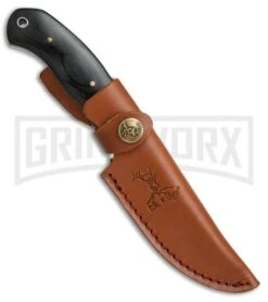 Elk Ridge Black Pakkawood Hunting Fixed Blade Knife - Mirror Plain -Buck Knives Sales Store elk ridge black pakkawood mirror ER 565BW BP 18270 er sheath large
