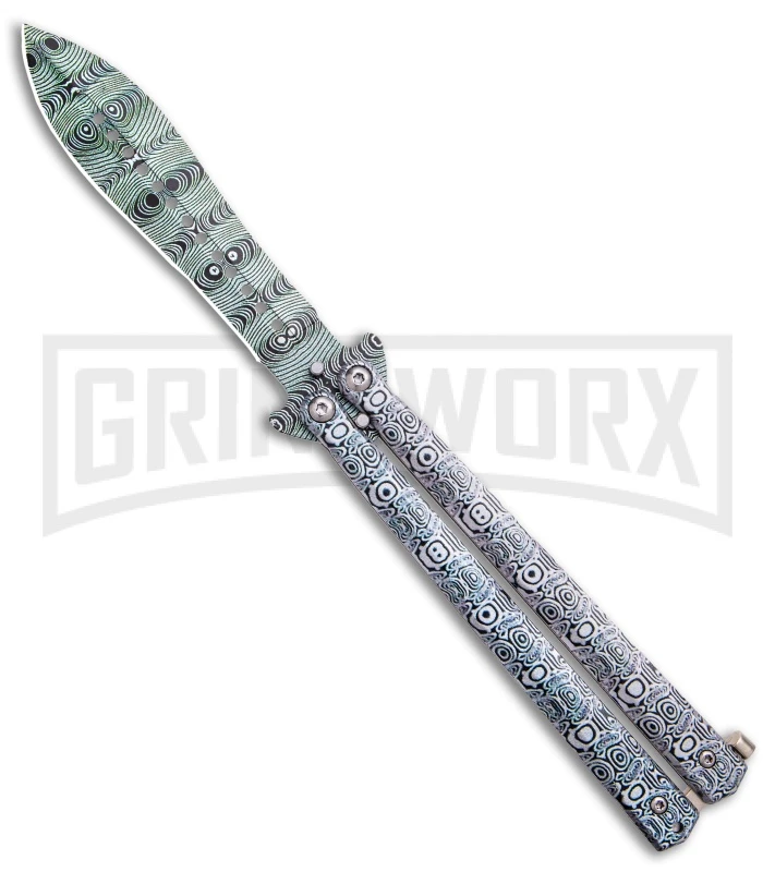 Chalkhill Balisong Black Butterfly Knife - Spear Point Pattern Finished 1 Chalkhill Balisong Black Butterfly Knife - Spear Point Pattern Finished