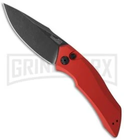 Kershaw Launch 1 Red Aluminum Automatic Knife - Blackwash Plain