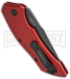Kershaw Launch 1 Red Aluminum Automatic Knife - Blackwash Plain -Buck Knives Sales Store kershaw launch auto 1 blackwash red side cm large