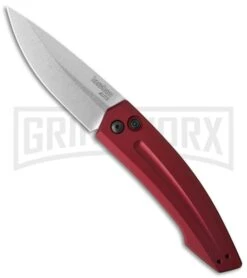 Kershaw Launch 2 Red Aluminum Automatic Knife - Stonewash Plain