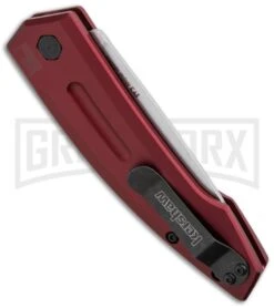 Kershaw Launch 2 Red Aluminum Automatic Knife - Stonewash Plain -Buck Knives Sales Store kershaw launch auto 2 sw red side cm large