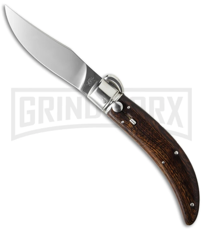 Lepre 9" Iron Wood Sicilian Picklock Automatic Knife - Satin Plain 1 Lepre 9" Iron Wood Sicilian Picklock Automatic Knife - Satin Plain