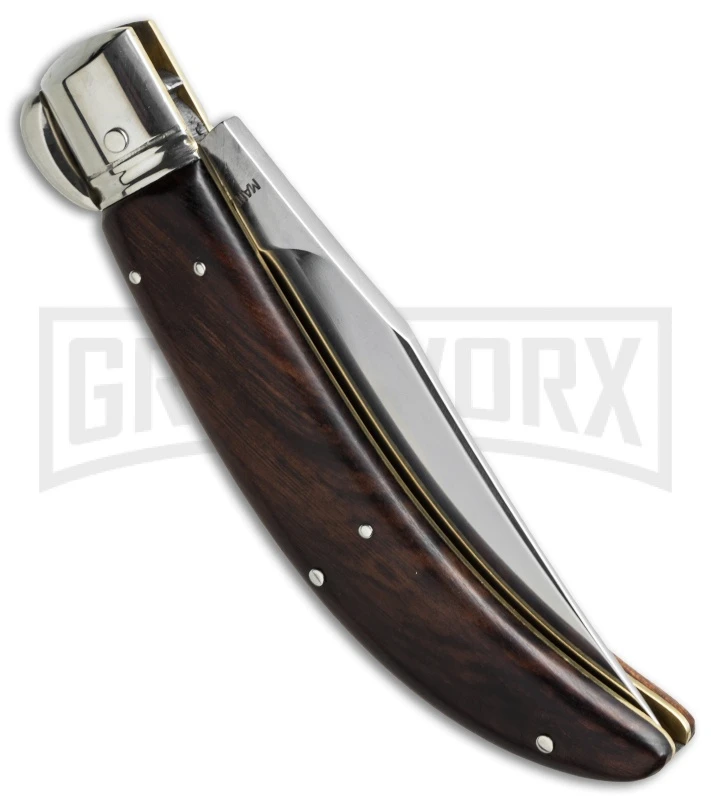 Lepre 9" Iron Wood Sicilian Picklock Automatic Knife - Satin Plain 2 Lepre 9" Iron Wood Sicilian Picklock Automatic Knife - Satin Plain - Image 2