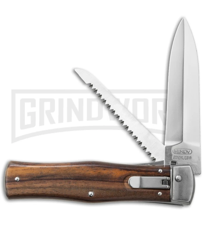 Mikov 241 Predator Wood Automatic Leverlock Knife W/ Saw 1 Mikov 241 Predator Wood Automatic Leverlock Knife W/ Saw