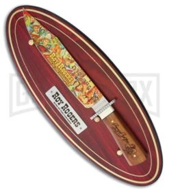 Rough Rider Roy Rogers Brown Wood Fixed Blade Knife - Artwork Plain