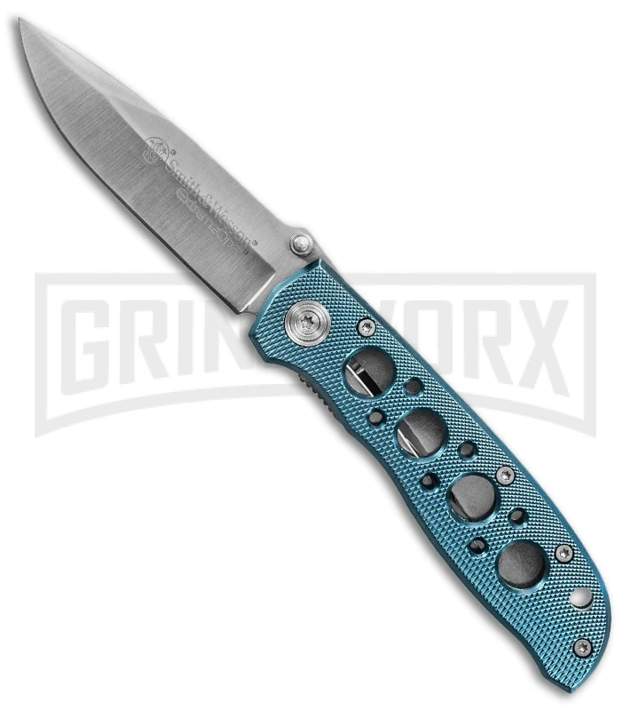 Smith & Wesson Extreme Ops CK105BL Blue Folding Knife - Satin Plain 1 Smith & Wesson Extreme Ops CK105BL Blue Folding Knife - Satin Plain
