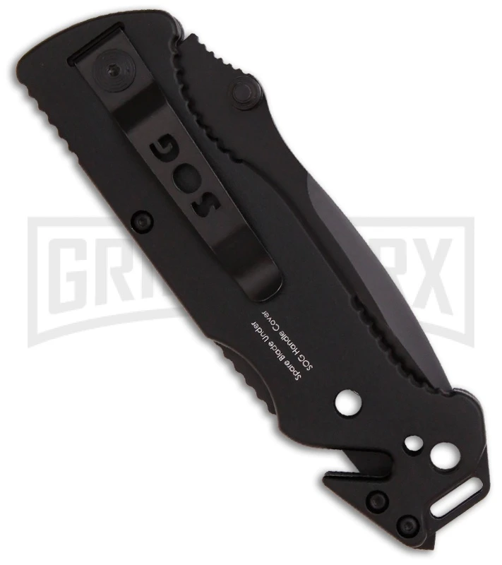 SOG Escape Black Folding Knife - Black Serr 2 SOG Escape Black Folding Knife - Black Serr - Image 2