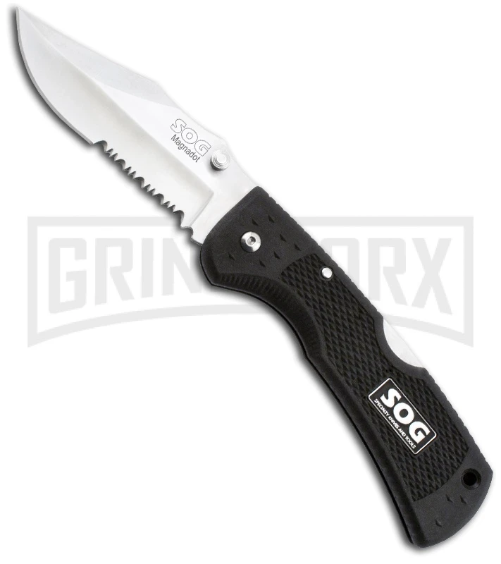 SOG Magnadot Folding Knife - Satin Serr 1 SOG Magnadot Folding Knife - Satin Serr