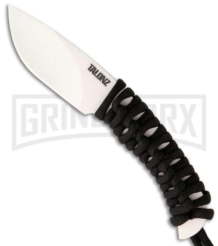 Talonz 1 Neck Knife Black Cord Fixed Blade Knife - Ceramic Plain 1 Talonz 1 Neck Knife Black Cord Fixed Blade Knife - Ceramic Plain